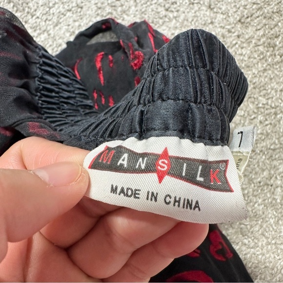 Mansilk Men’s Silk Blend Boxer Pull On See Through Heart Print in Black Red L - Picture 8 of 13